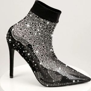Rhinestone Fishnet Pumps